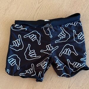 OF ONE SEA Boys Shaka Black Vintage Style Swim Shorts 5/6